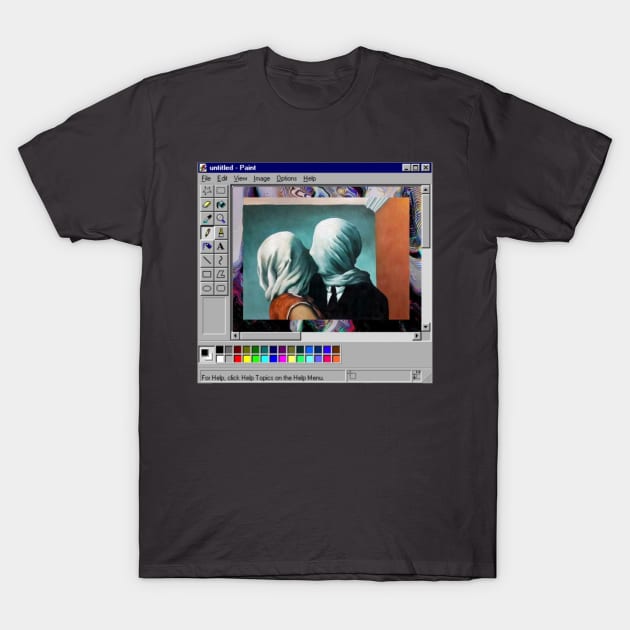 Rene Magritte Vaporwave Microsoft paint T-Shirt by isarol